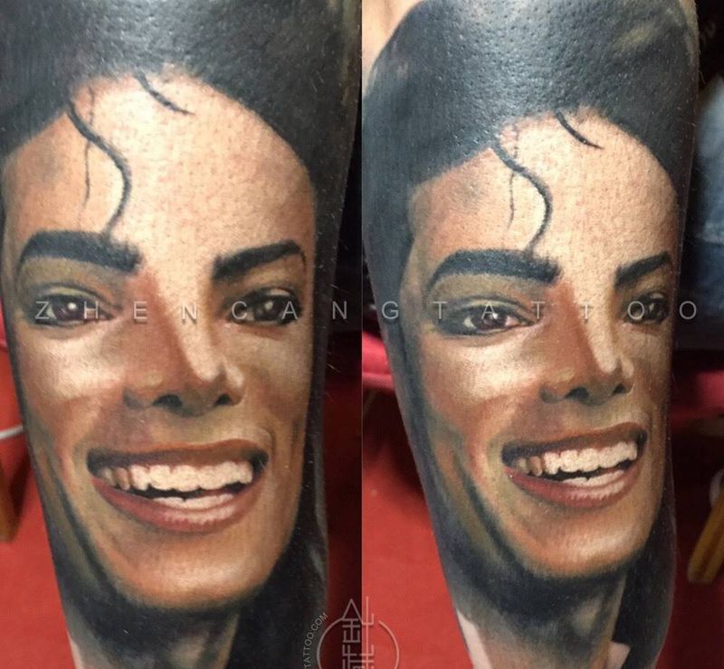 MJ 永恒的偶像纹身图片_成品手臂肖像人物针藏刺青邵钢纹身图案