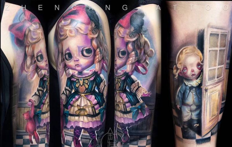 Dear dolls part l | 针藏刺青 ·邵钢· 作品纹身图片_成品手臂邵钢针藏刺青写实欧美原创人物纹身图案