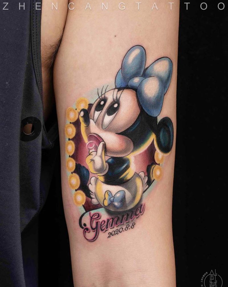 米妮宝宝纹身图片_手臂欧美写实纹身图案