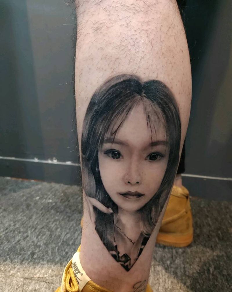 3月14号作品，已经恢复好纹身图片_腿部欧美写实照片人像纹身图案