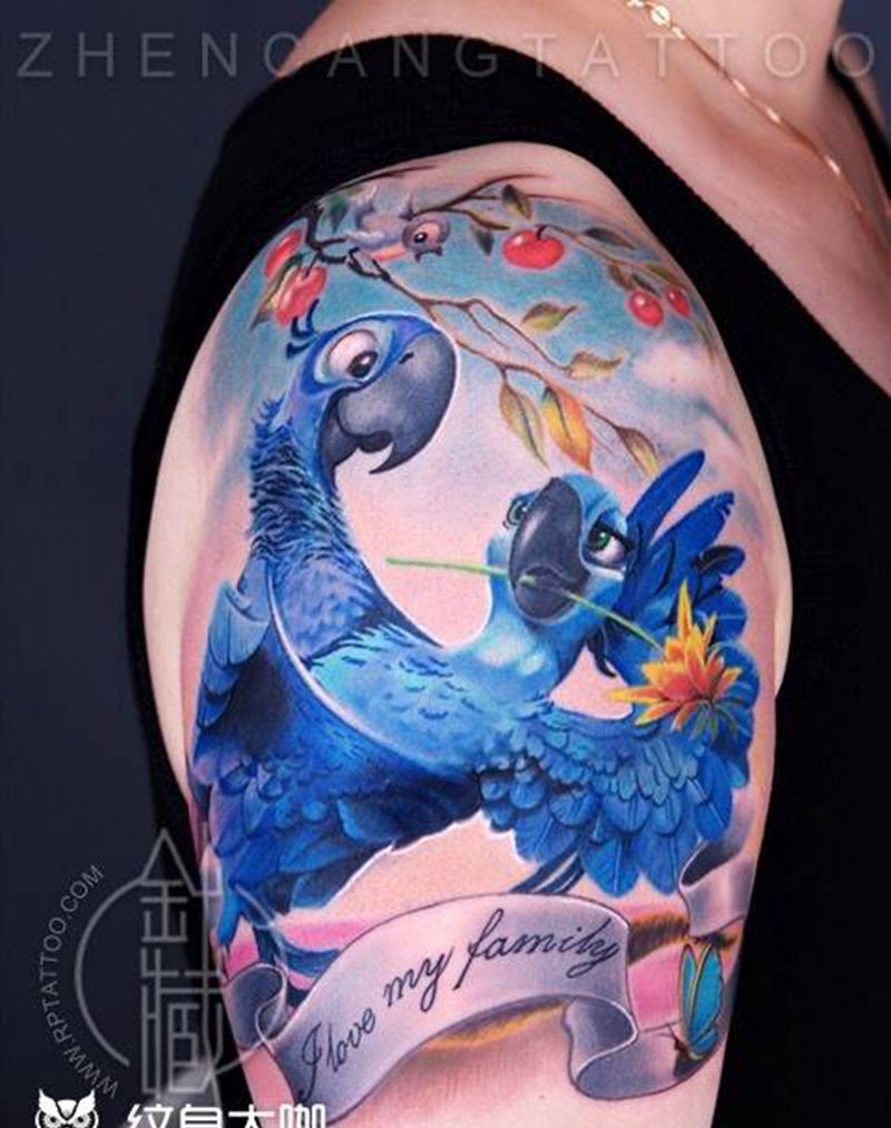 针藏刺青邵钢师傅作品纹身图片_成品手臂欧美写实动物纹身图案