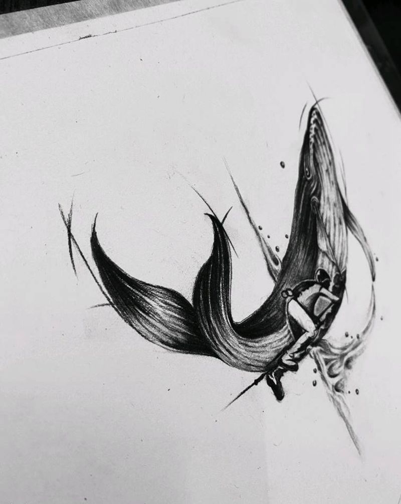 鲸纹身图片_手臂欧美写实纹身图案