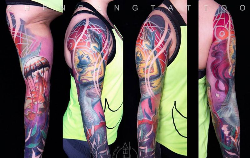 童话之外人鱼传说 | 针藏刺青 ·邵钢· 作品纹身图片_成品手臂欧美写实清新邵钢针藏刺青原创纹身图案