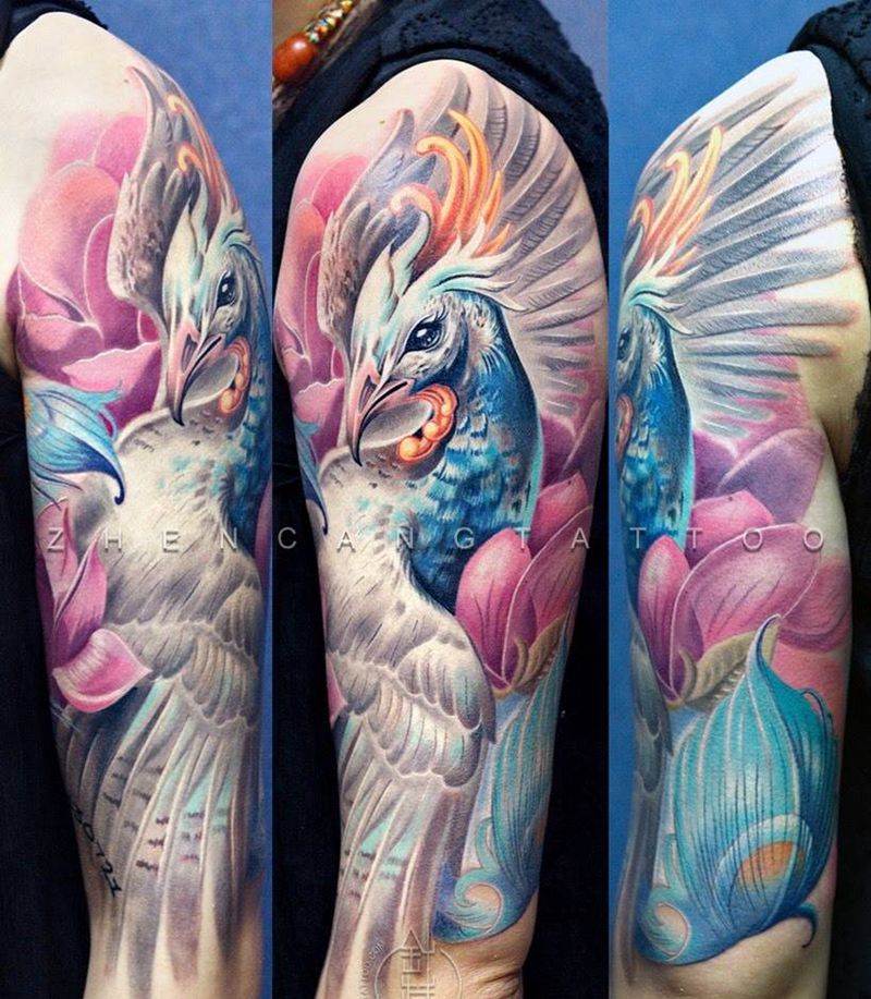 一尾雪凤纹身图片_成品手臂写实清新动物原创针藏刺青邵钢纹身图案