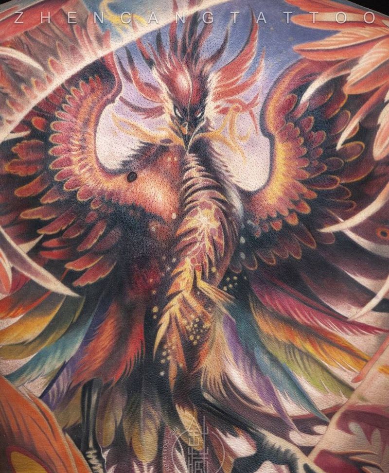 涅槃重生 | 针藏刺青 ·邵钢· 作品纹身图片_背部鬼神针藏刺青邵钢原创纹身图案