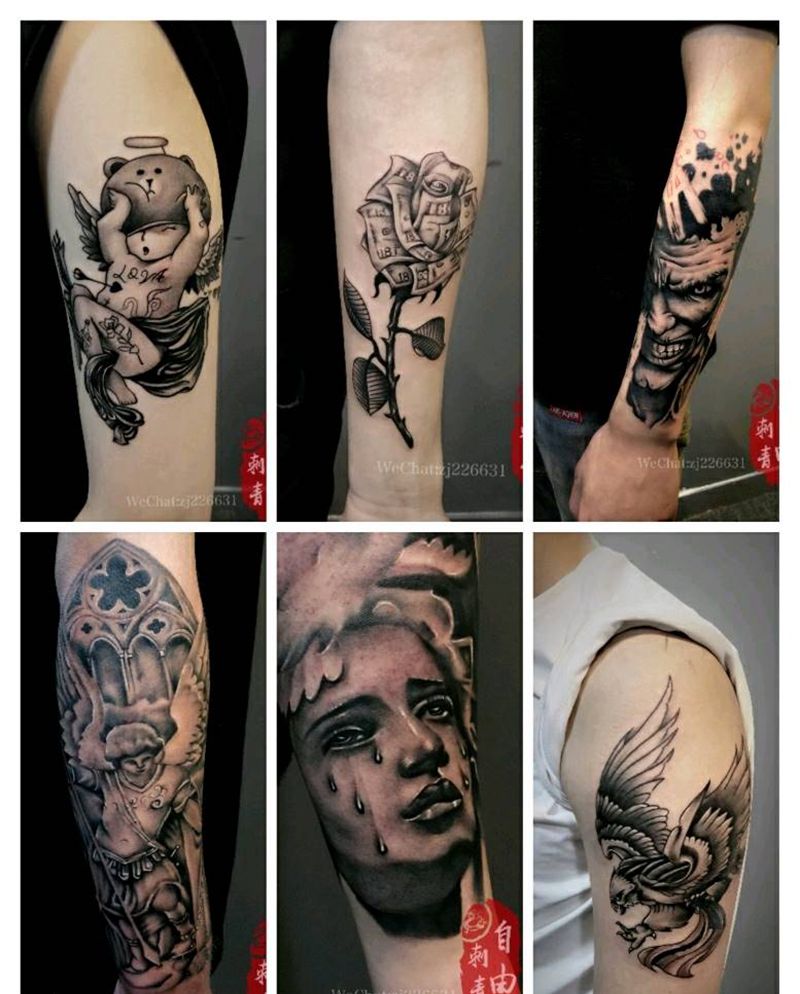 近期作品纹身图片_手臂肩部欧美写实作品集纹身图案
