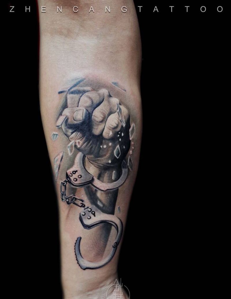 权利 · 自由纹身图片_成品手部写实原创邵钢针藏刺青纹身图案