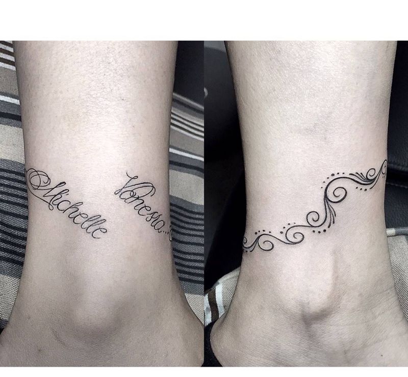 脚环纹身图片_成品脚部腿部清新字符图腾原创纹身图案