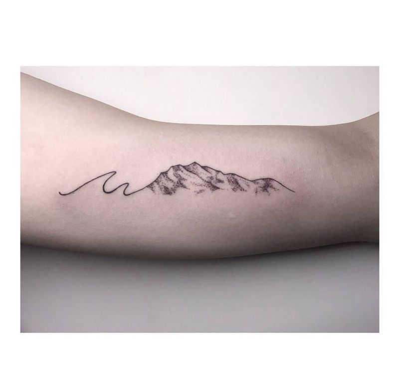 点刺 山纹身图片_成品手臂清新几何静物纹身图案