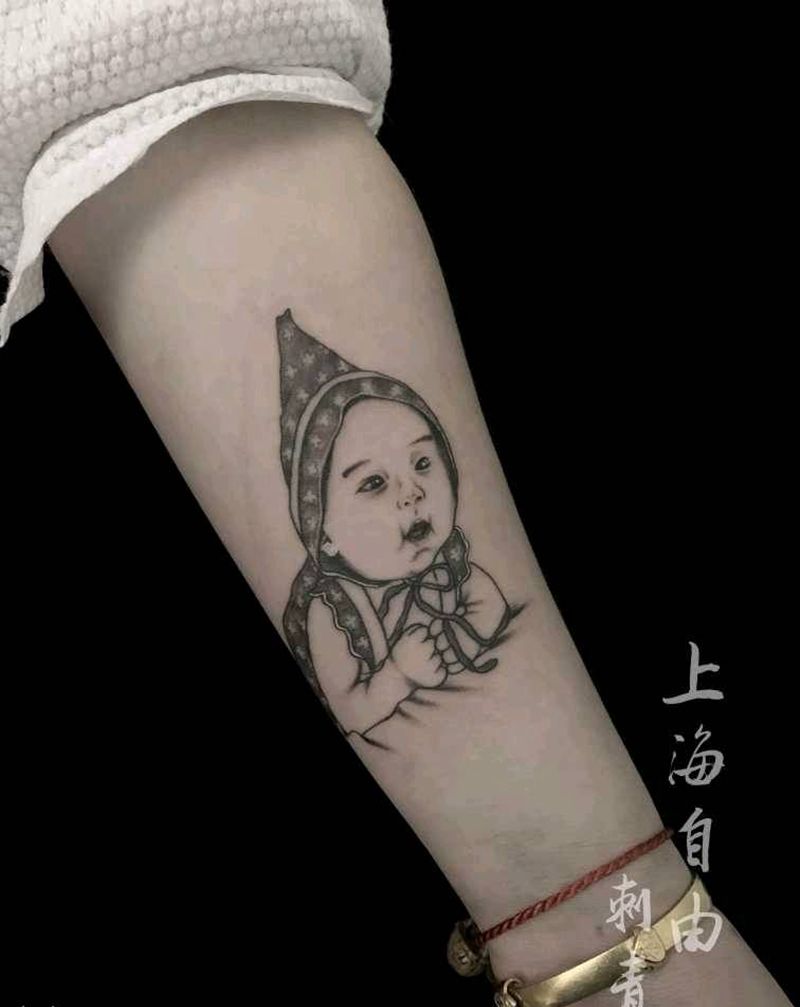 肖像纹身图片_手臂欧美写实照片纹身图案