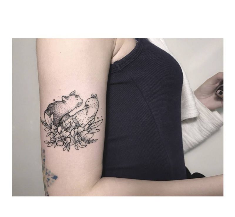 清新猫咪纹身图片_成品手臂手部清新动物猫纹身图案