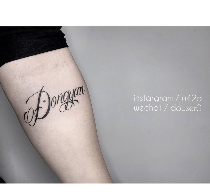 字体纹身图片_成品手臂手部清新字符纹身图案