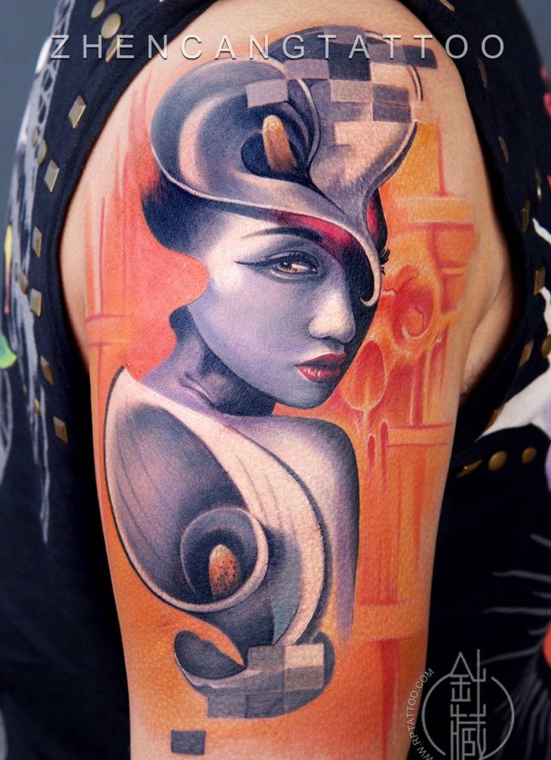 针藏刺青纹身作品纹身图片_成品手部欧美肖像人物针藏刺青邵钢纹身图案