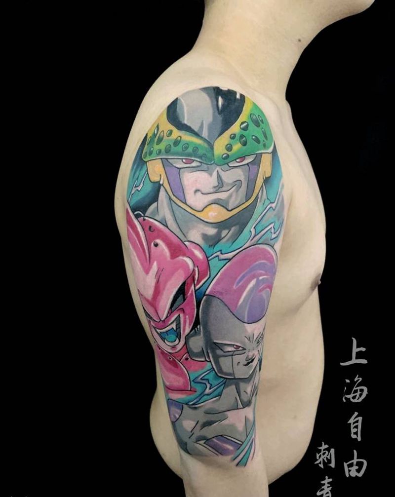 龙珠花臂纹身图片_手臂欧美写实龙珠纹身图案