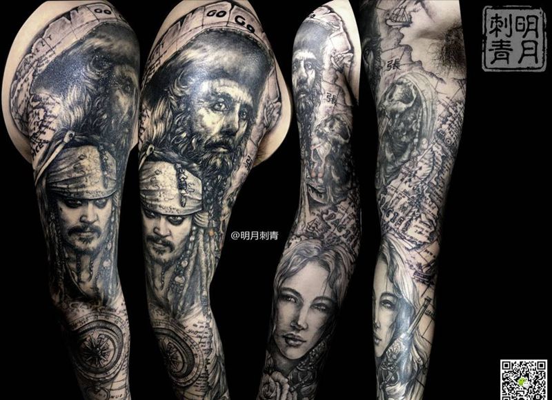 船长花臂纹身图片