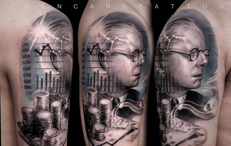 杰西 利弗莫尔纹身图片_手臂欧美写实针藏刺青邵钢纹身图案