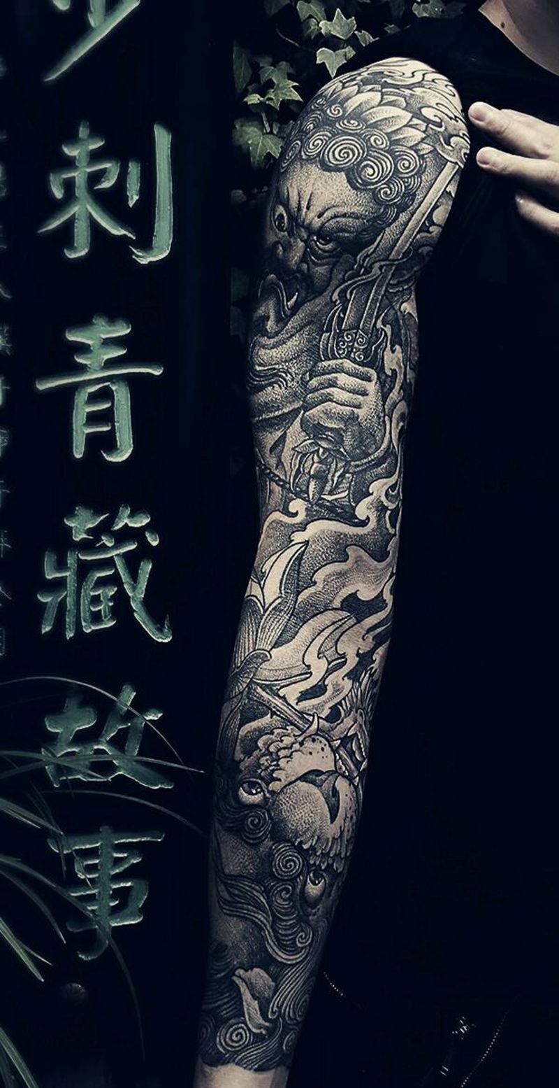 不动明王纹身图片