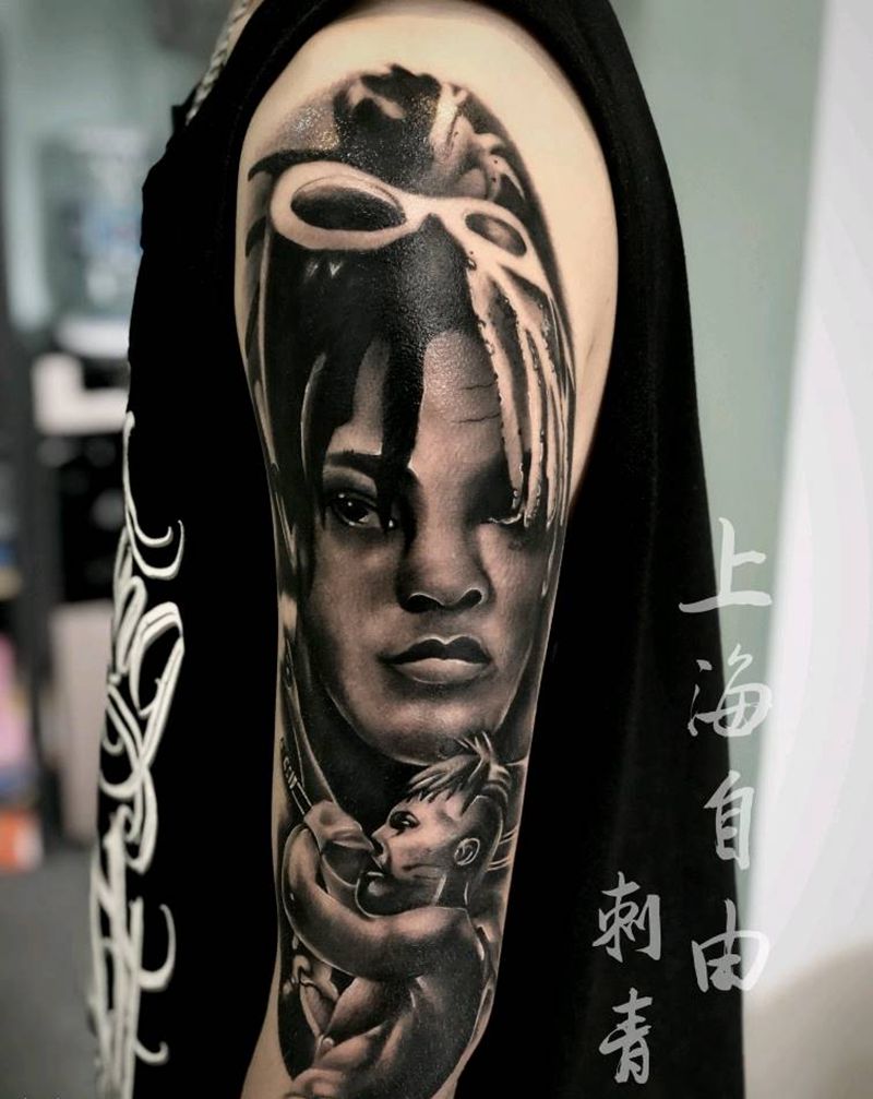 Xxxtentaction纹身图片_手臂欧美写实说唱Xxxtentaction纹身图案