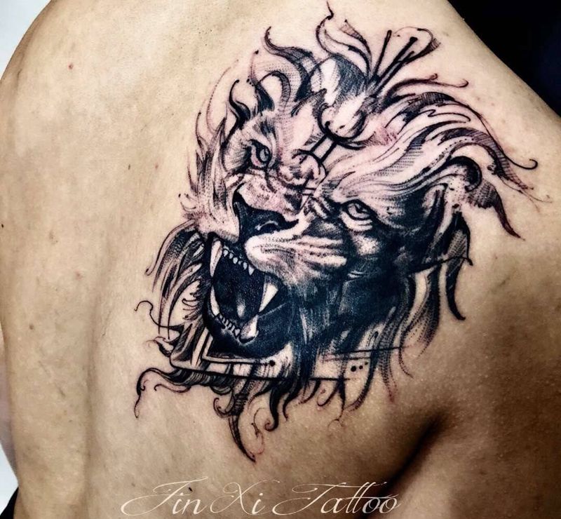 狮子纹身图片