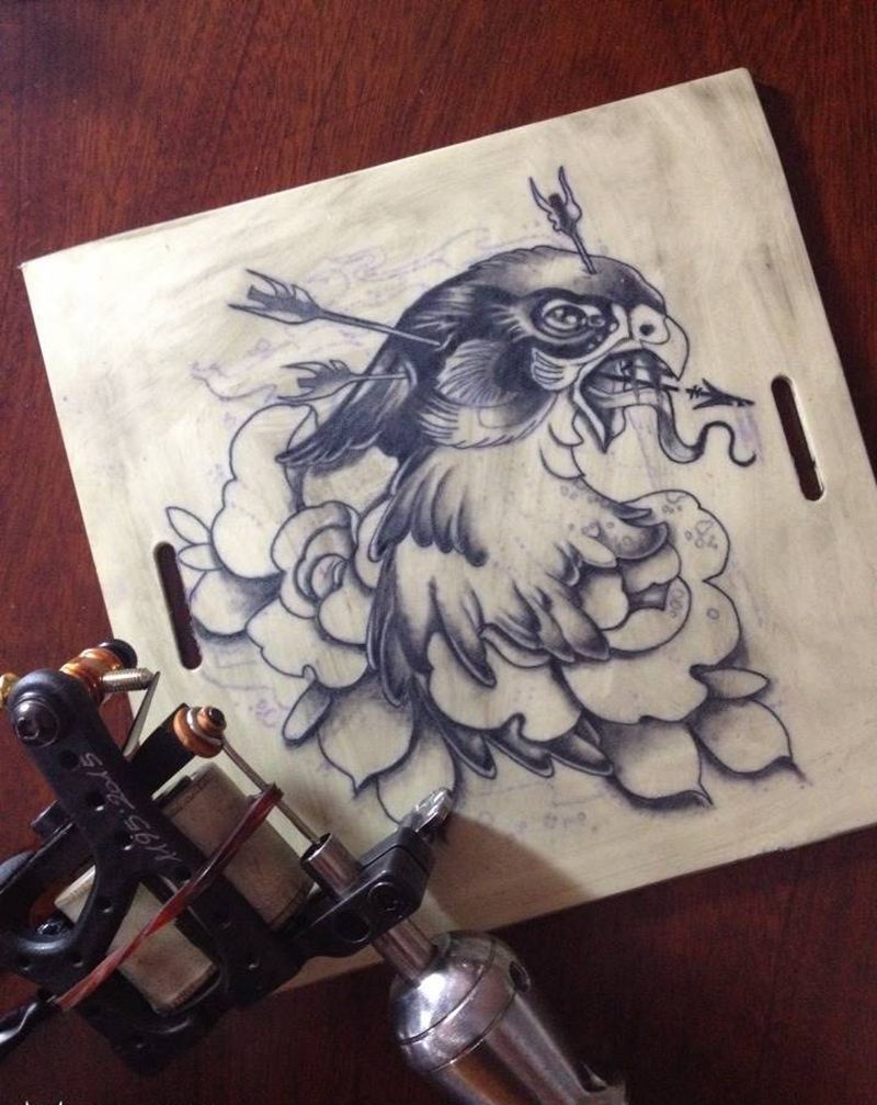 第一张彩色假皮—学员纹身图片