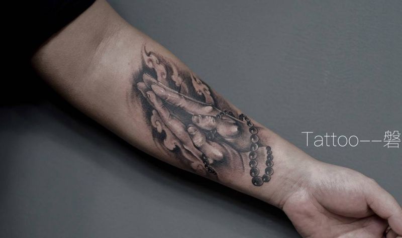 信仰纹身图片_成品手臂欧美传统写实宗教纹身图案