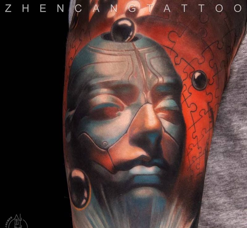 超体纹身图片_手臂欧美写实超现实赛博朋克彩色写实纹身图案