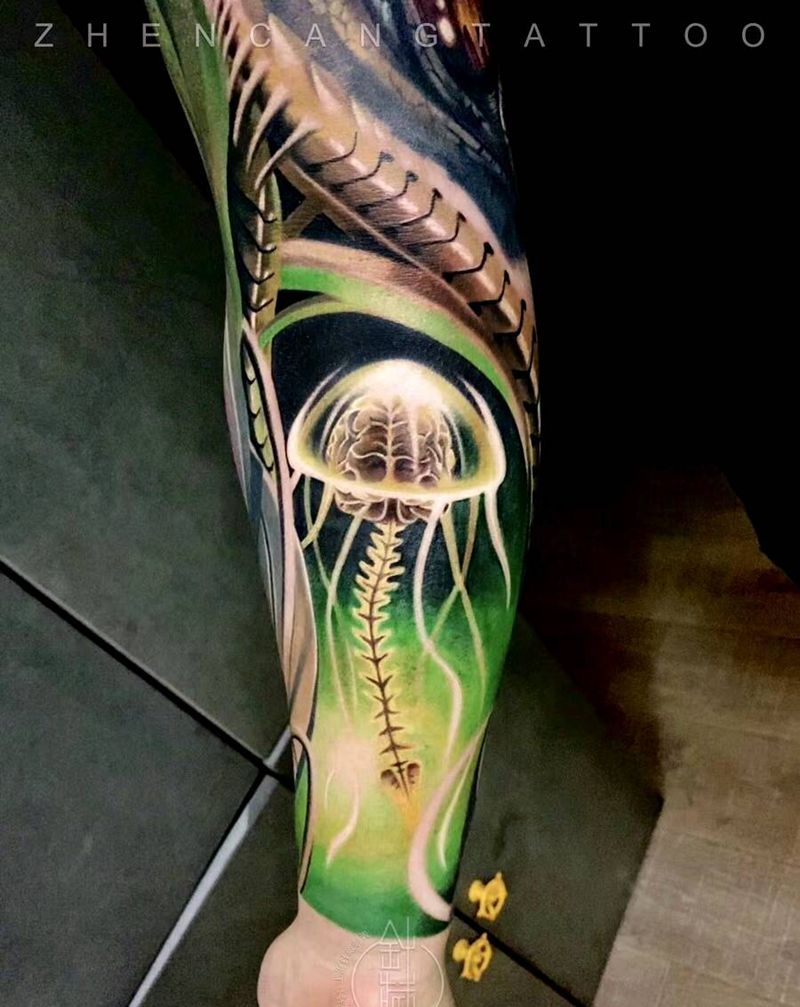 异域 · 脑水母 未完待续纹身图片_手臂欧美写实针藏刺青邵钢纹身图案