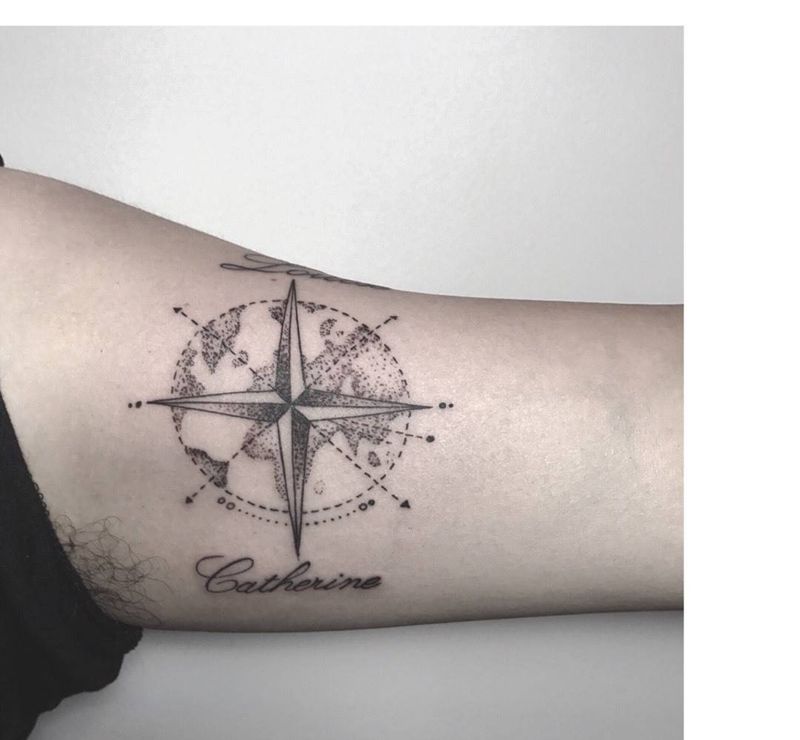 点刺指南者纹身图片_成品手臂清新几何静物纹身图案