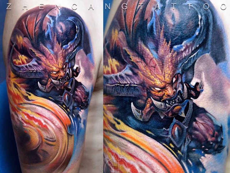 是天使还是恶魔 · 也许是恶魔 | 针藏刺青 ·邵钢· 作品纹身图片_成品手臂写实欧美原创针藏刺青邵钢人物鬼神纹身图案