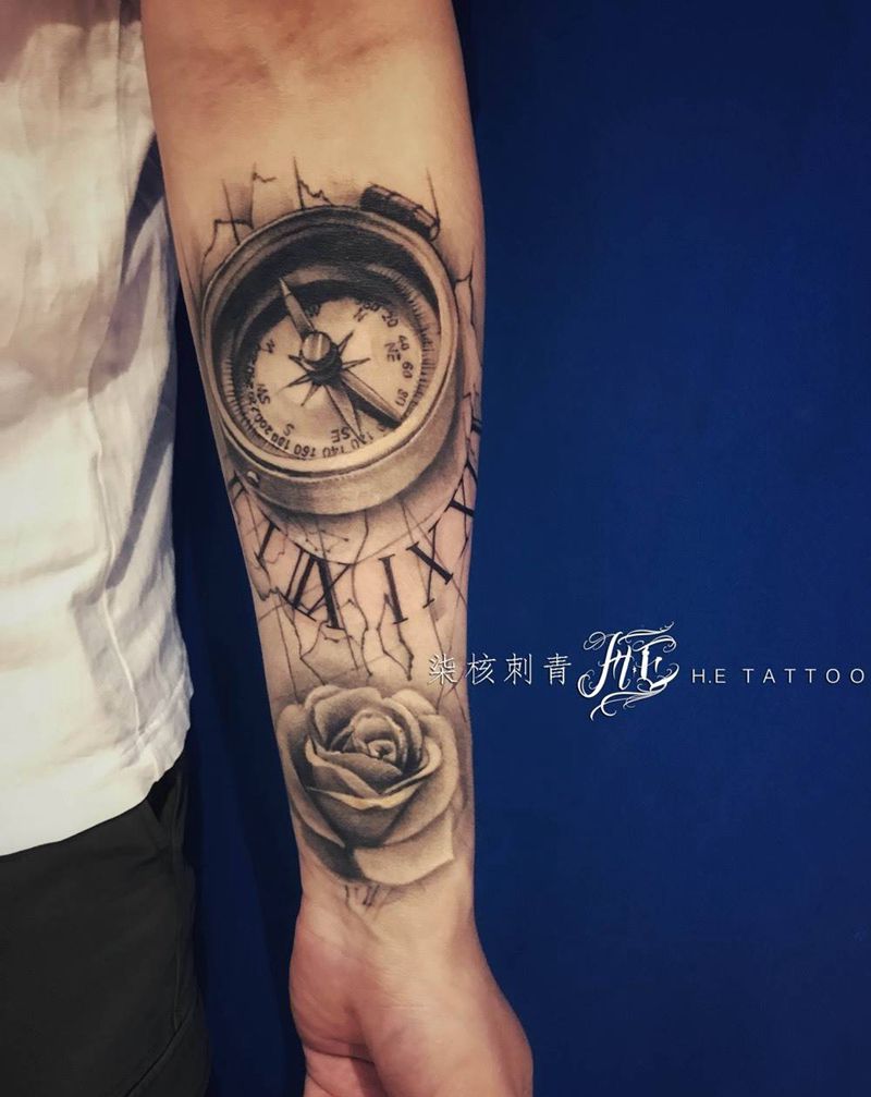 航海纹身图片_手部手臂欧美写实纹身图案