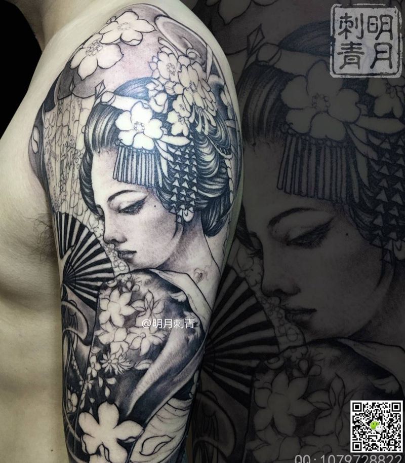 明月艺妓系列：东家处子三年怨，南国佳人绝代容。纹身图片