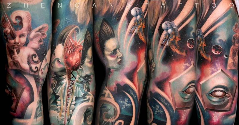 梦幻星河｜针藏刺青 ·邵钢老师纹身图片_手臂欧美写实针藏刺青邵钢纹身图案