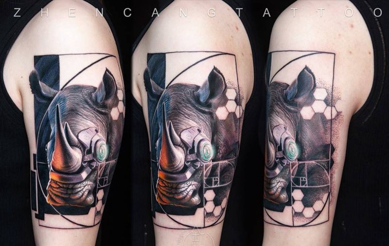 犀牛 | 针藏刺青 ·邵钢·纹身图片