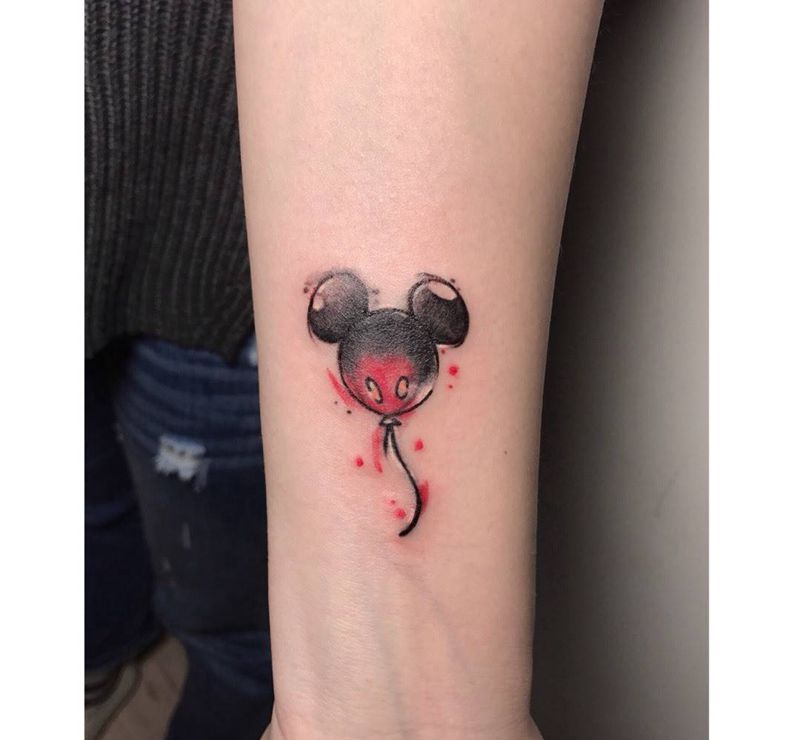 遮盖 米奇气球纹身图片_成品手臂手部欧美清新动物卡通水彩静物纹身图案