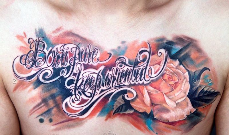 写实玫瑰纹身图片