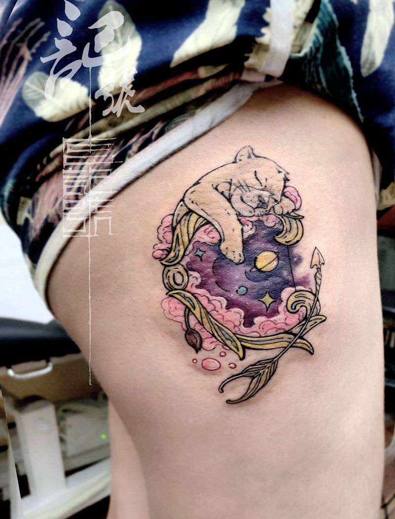 狮子座和射手座的爱情纹身图片