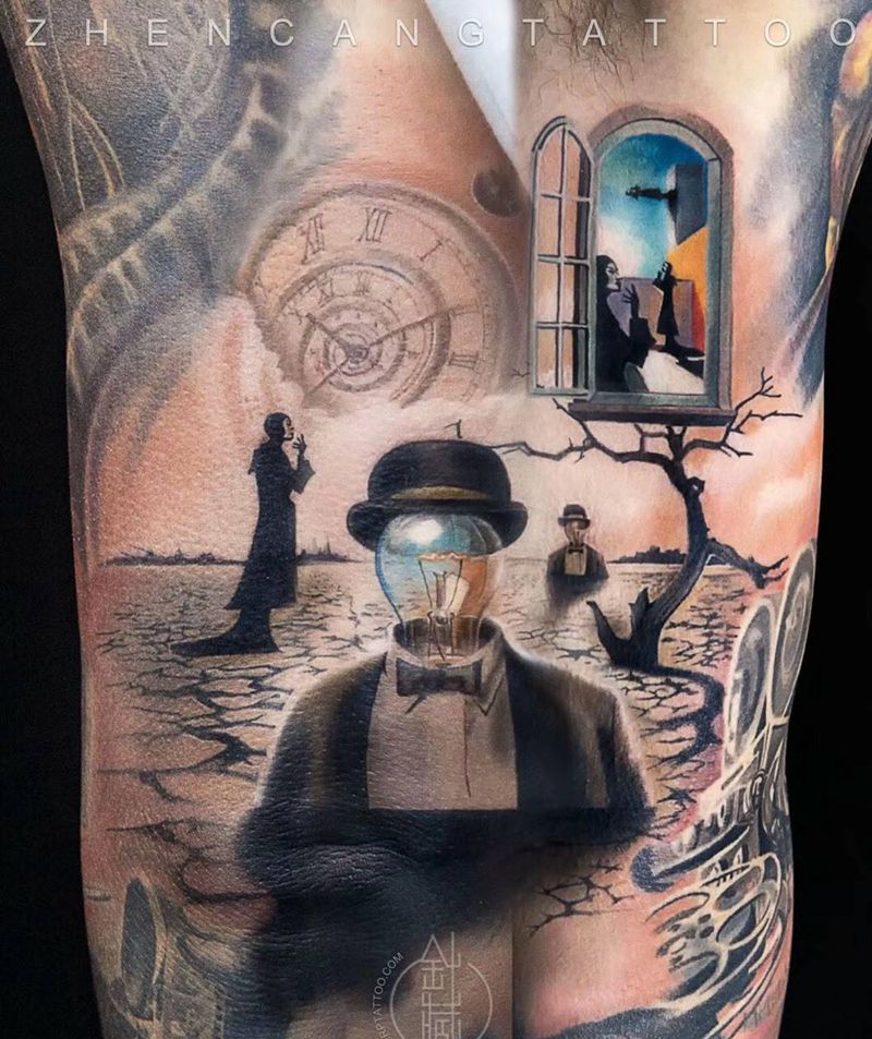 异想世界 脑电波之旅 | 针藏刺青 ·邵钢· 作品纹身图片_成品手臂写实欧美原创邵钢针藏刺青人物纹身图案