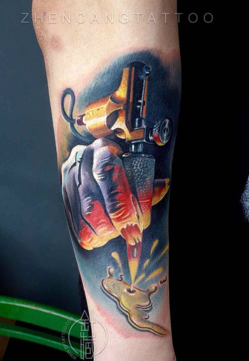 针藏刺青纹身作品纹身图片_成品欧美手臂原创针藏刺青邵钢纹身图案