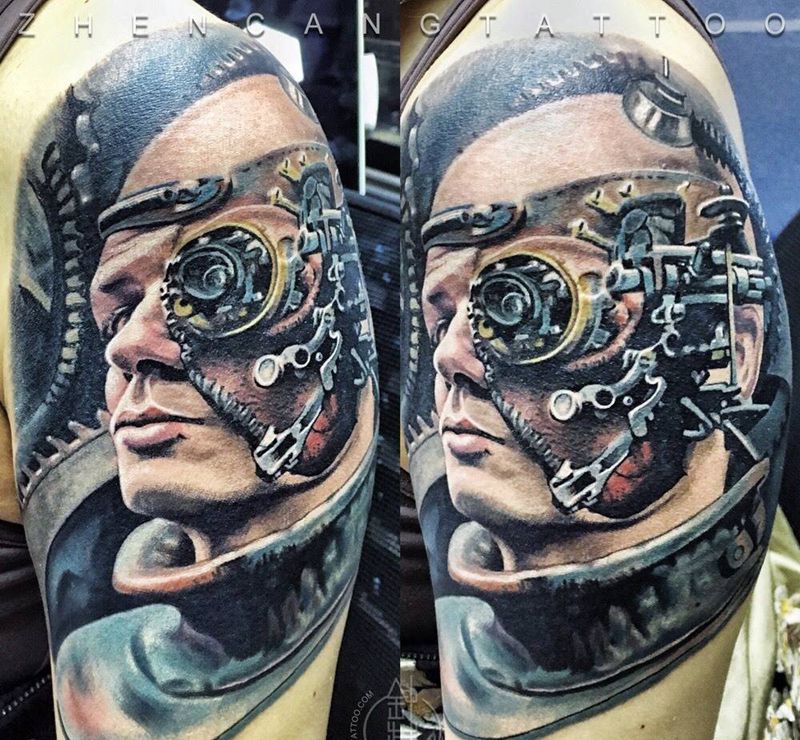 蒸汽朋克 Round 1 【全臂未完成】 | 针藏创始人 ·邵钢· 出品纹身图片_成品手臂写实原创针藏刺青邵钢人物纹身图案