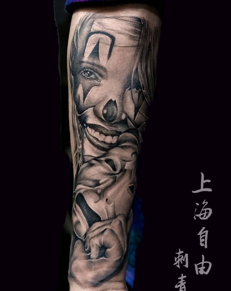 亡灵女纹身图片_手臂欧美写实亡灵女纹身图案