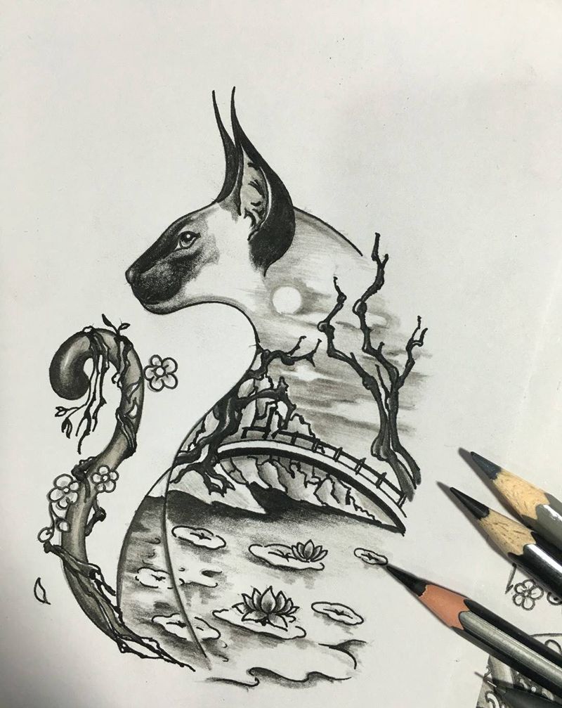 两张设计草图纹身图片