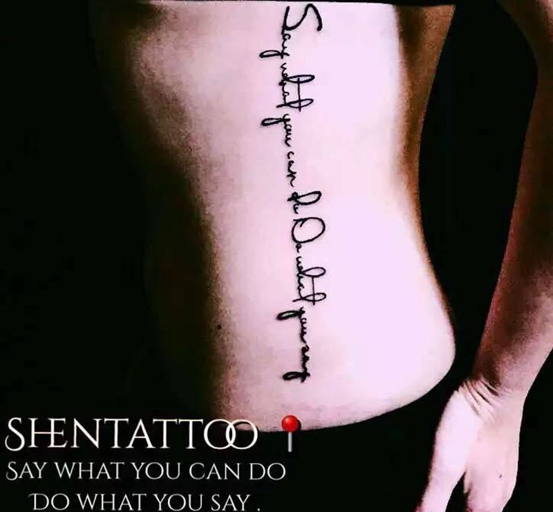 英文纹身图片_成品腰部欧美字符纹身图案