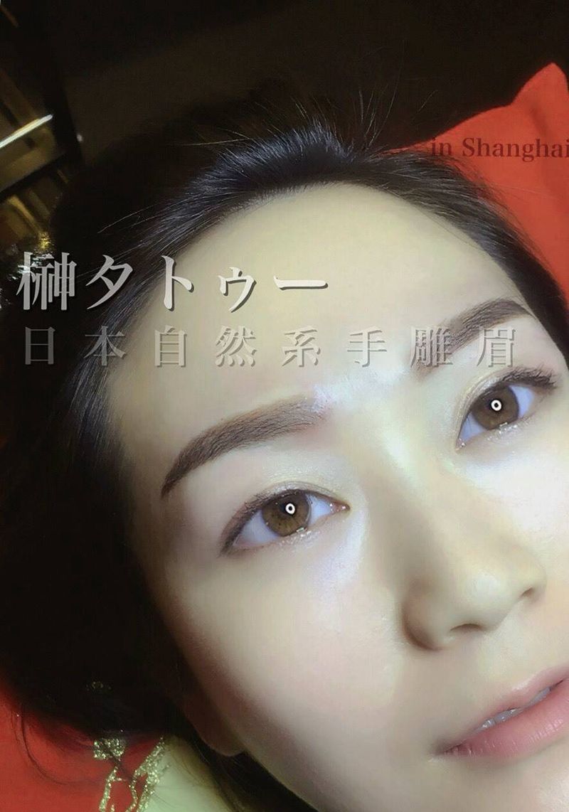 日本手针雕眉纹身图片_成品人物日本雕眉纹身图案