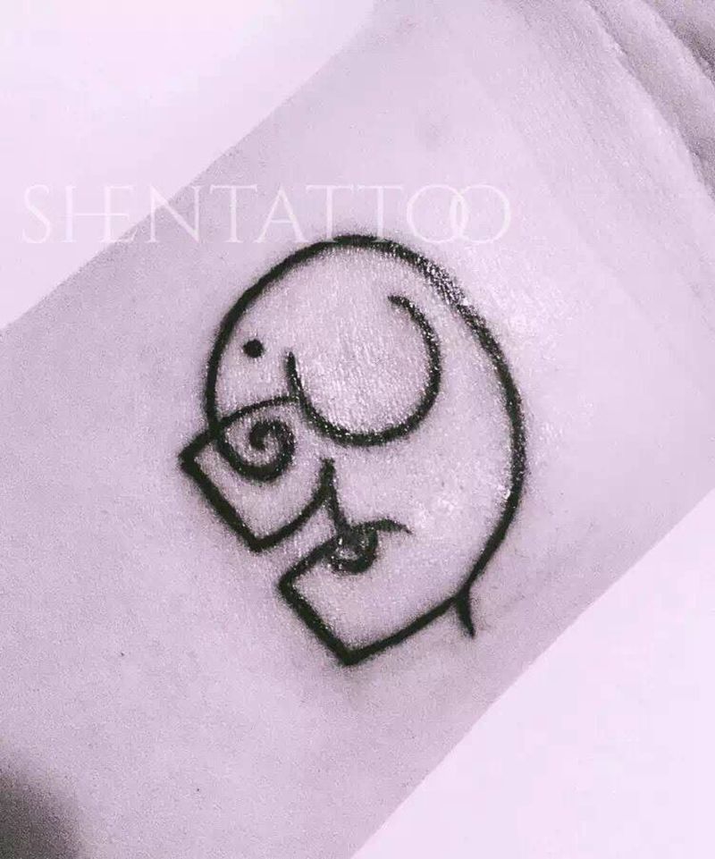 小象纹身图片_成品手臂欧美动物纹身图案