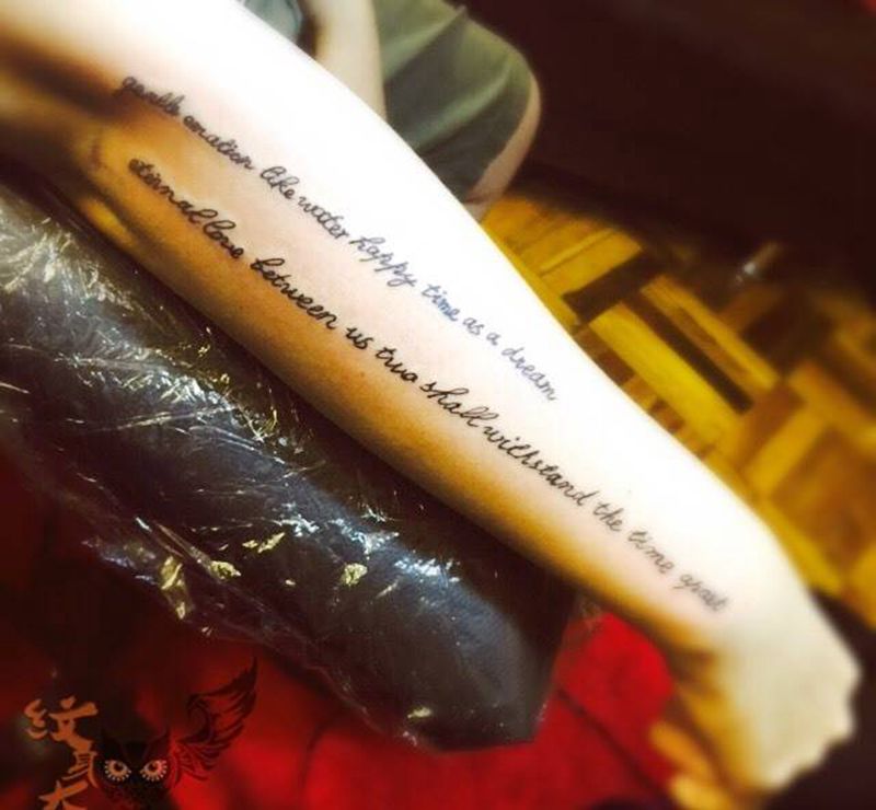 文字纹身图片_成品手臂欧美字符纹身图案