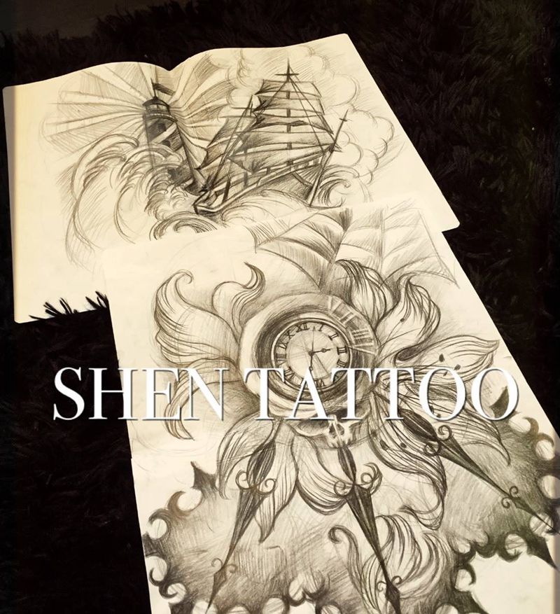 整臂 手稿纹身图片_手稿手臂欧美原创纹身图案