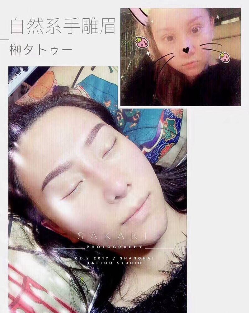 日本手针雕眉纹身图片_成品人物日本雕眉纹身图案