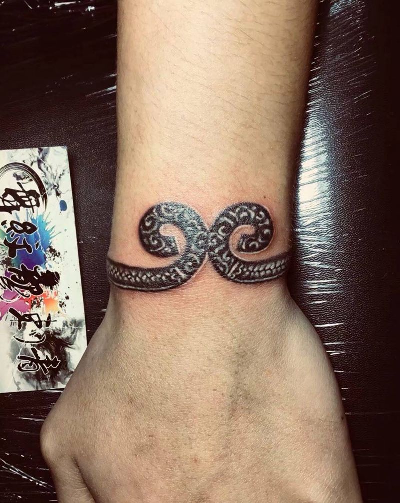 金箍纹身图片_成品手部传统几何图腾原创纹身图案