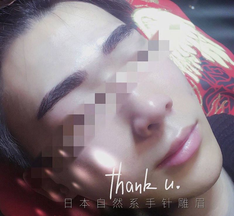 日本手针雕眉纹身图片_成品人物日本雕眉纹身图案