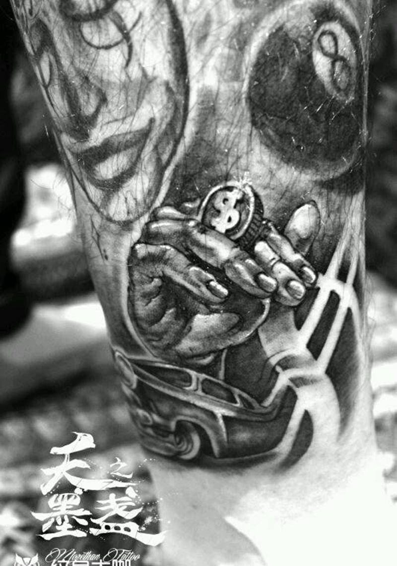 生命的游戏纹身图片_腿部欧美原创成品纹身图案